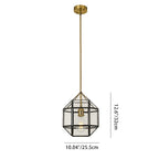 Contemporary Scandinavian Polygonal Cube Copper Glass Lampshade 1 - Light Pendant Light For Dining Room