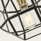 Contemporary Scandinavian Polygonal Cube Copper Glass Lampshade 1 - Light Pendant Light For Dining Room