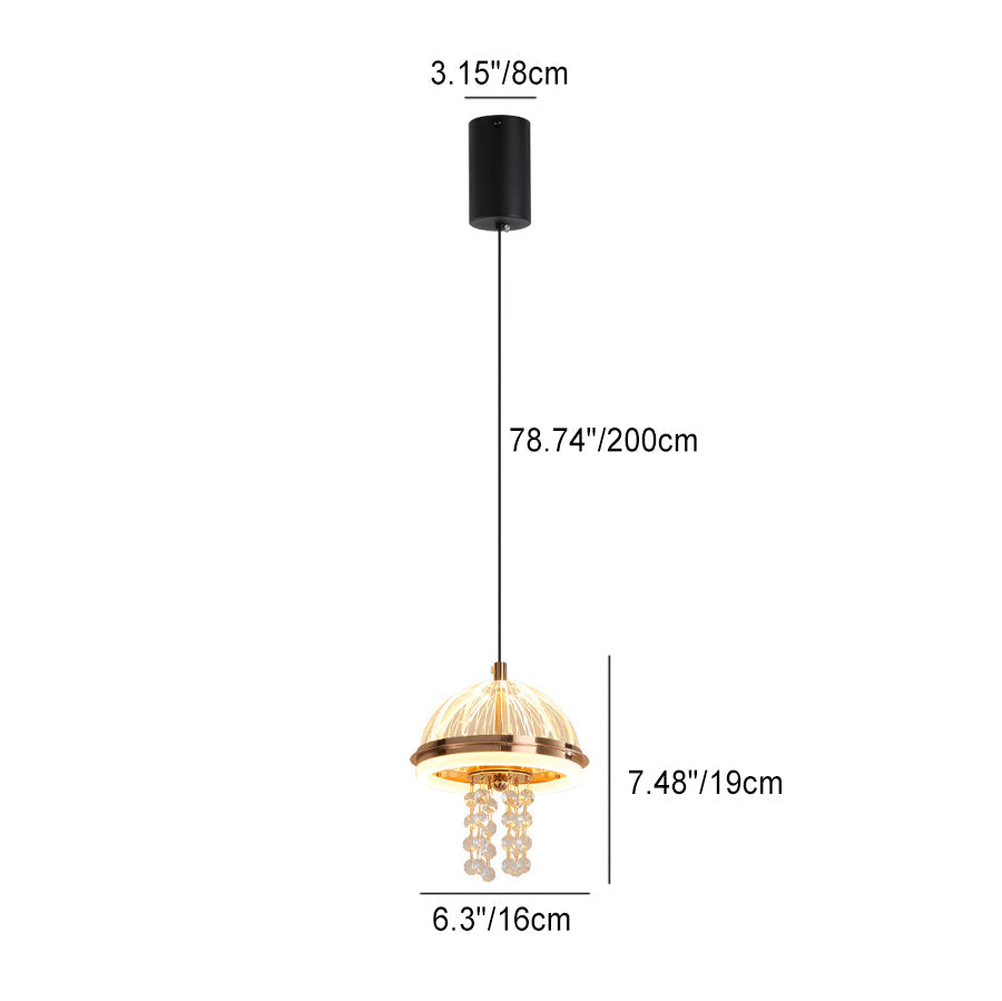 Modern Luxury Jellyfish Shape Iron Crystal Acrylic Lampshade LED Pendant Light For Dining Room