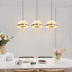 Modern Luxury Jellyfish Shape Iron Crystal Acrylic Lampshade LED Pendant Light For Dining Room