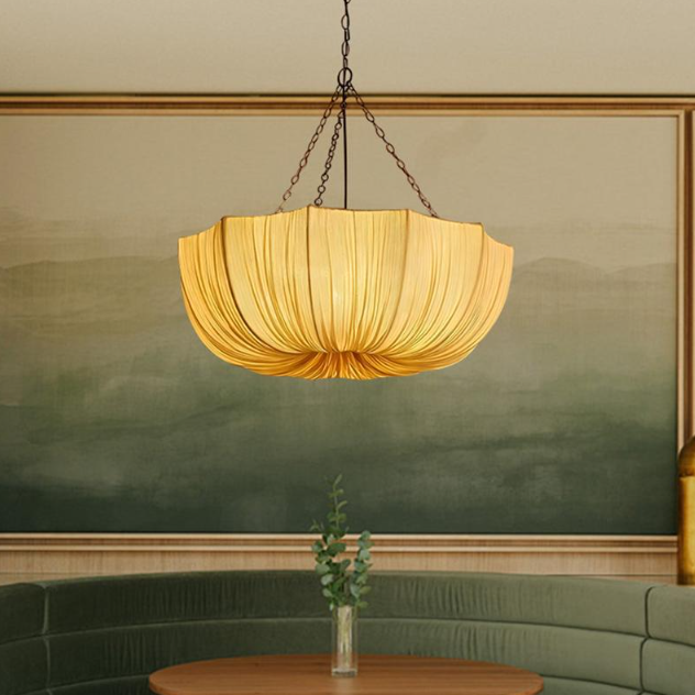 French Traditional Petal Fabric Chandelier – 3/5-light for Dining Room