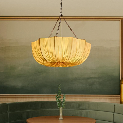 French Traditional Petal Fabric Chandelier – 3/5-light for Dining Room