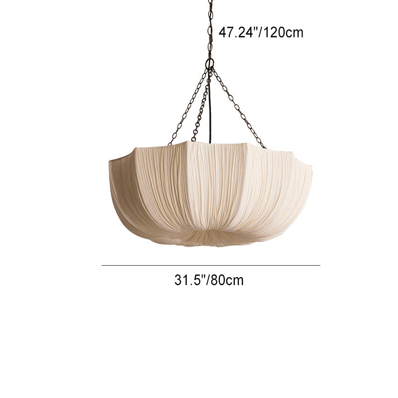 French Traditional Petal Fabric Chandelier – 3/5-light for Dining Room
