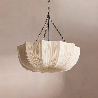 French Traditional Petal Fabric Chandelier – 3/5-light for Dining Room