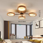Contemporary Nordic Dome Round Solid Wood Acrylic Lampshade LED Semi-flush Mount Light for Living Room