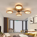 Contemporary Nordic Dome Round Solid Wood Acrylic Lampshade LED Semi-flush Mount Light for Living Room