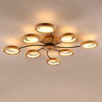Contemporary Nordic Dome Round Solid Wood Acrylic Lampshade LED Semi-flush Mount Light for Living Room