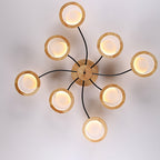 Contemporary Nordic Dome Round Solid Wood Acrylic Lampshade LED Semi-flush Mount Light for Living Room