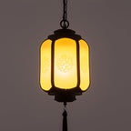 Traditional Chinese Lantern Shape Print Aluminum PC Lampshade 1 - Light Pendant Light For Hallways