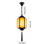 Traditional Chinese Lantern Shape Print Aluminum PC Lampshade 1 - Light Pendant Light For Hallways