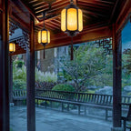 Traditional Chinese Lantern Shape Print Aluminum PC Lampshade 1 - Light Pendant Light For Hallways
