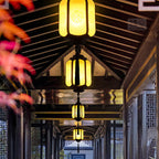 Traditional Chinese Lantern Shape Print Aluminum PC Lampshade 1 - Light Pendant Light For Hallways