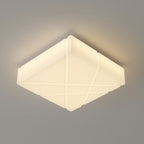 Contemporary Nordic Square Cream Rotational Molding Lampshade Iron LED Flush Mount Ceiling Light For Bedroom