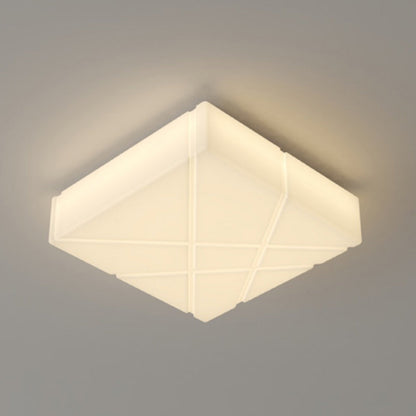 Contemporary Nordic Square Cream Rotational Molding Lampshade Iron LED Flush Mount Ceiling Light For Bedroom