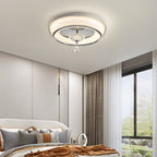 Contemporary Nordic Round Acrylic Lampshade Crystal Hardware LED Flush Mount Ceiling Light For Bedroom