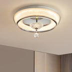 Contemporary Nordic Round Acrylic Lampshade Crystal Hardware LED Flush Mount Ceiling Light For Bedroom