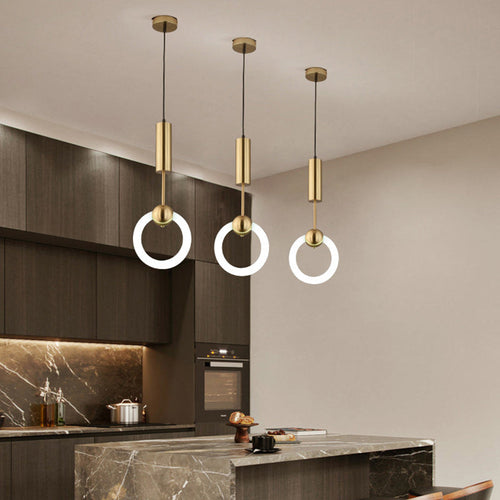 Modern Luxury Dome Circle Iron Glass LED Pendant Light For Dining Room