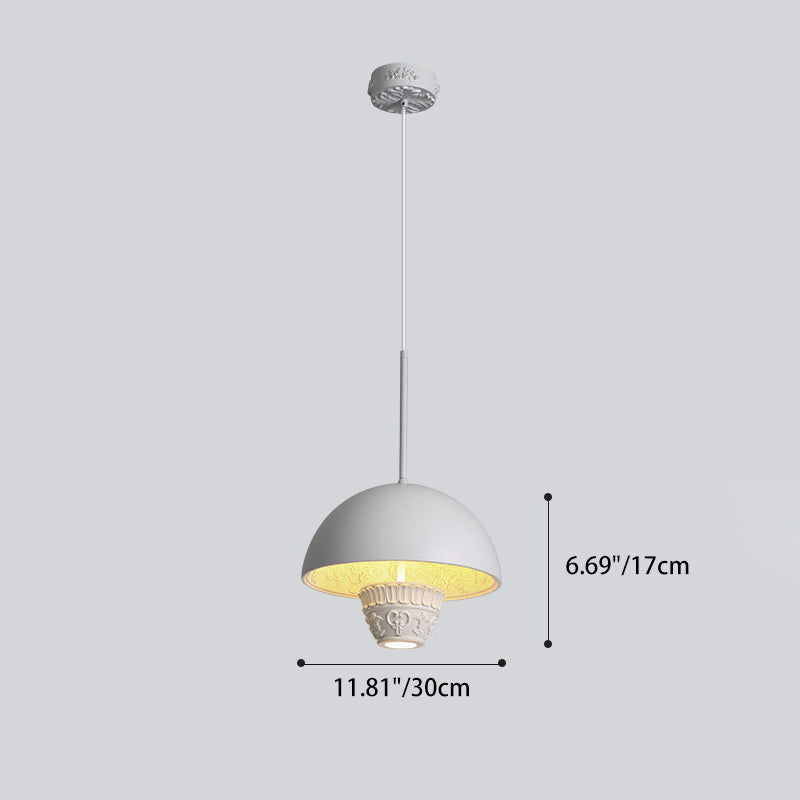 Contemporary Nordic Dome Pattern Resin Lampshade Hardware UFO Shape LED Pendant Light For Dining Room