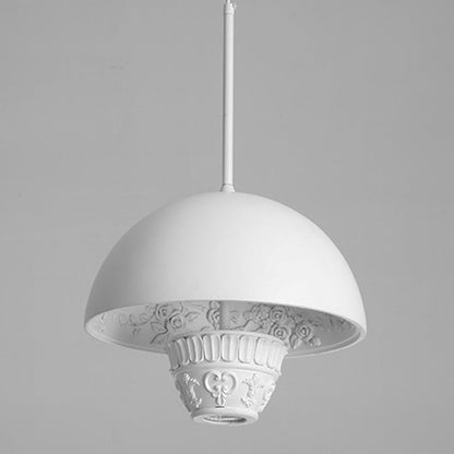 Contemporary Nordic Dome Pattern Resin Lampshade Hardware UFO Shape LED Pendant Light For Dining Room