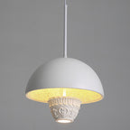 Contemporary Nordic Dome Pattern Resin Lampshade Hardware UFO Shape LED Pendant Light For Dining Room