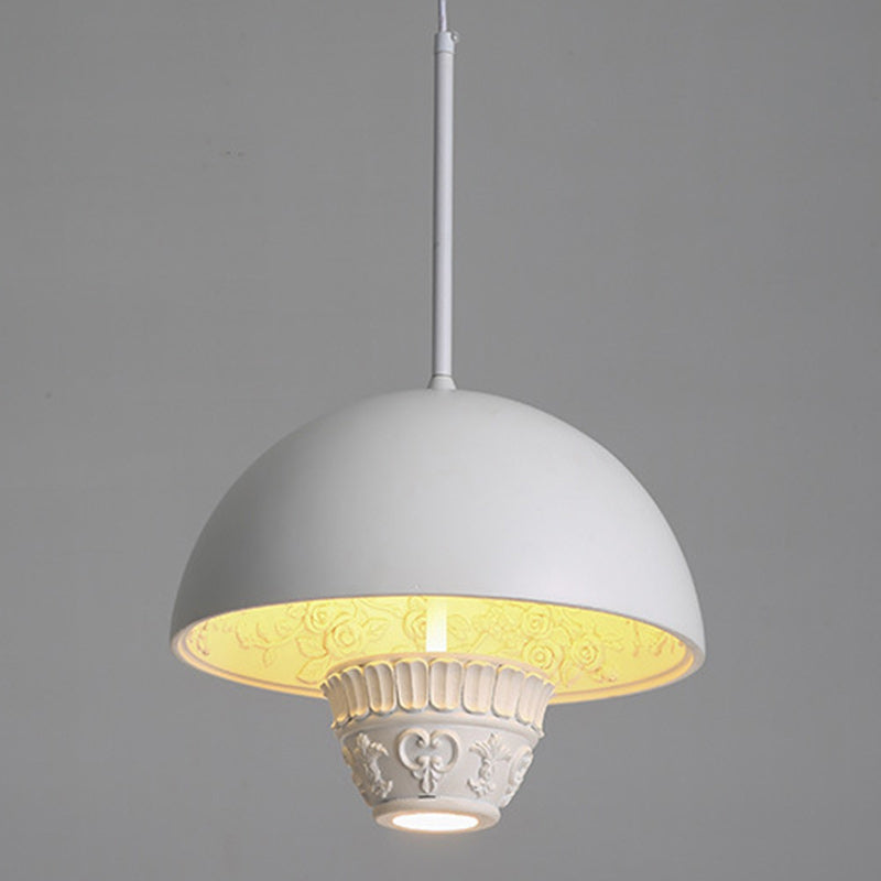 Contemporary Nordic Dome Pattern Resin Lampshade Hardware UFO Shape LED Pendant Light For Dining Room