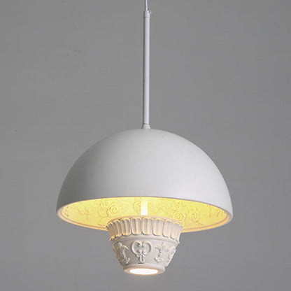 Contemporary Nordic Dome Pattern Resin Lampshade Hardware UFO Shape LED Pendant Light For Dining Room