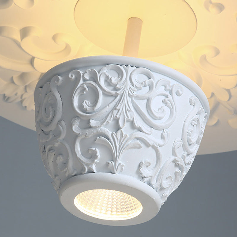 Contemporary Nordic Dome Pattern Resin Lampshade Hardware UFO Shape LED Pendant Light For Dining Room