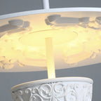 Contemporary Nordic Dome Pattern Resin Lampshade Hardware UFO Shape LED Pendant Light For Dining Room