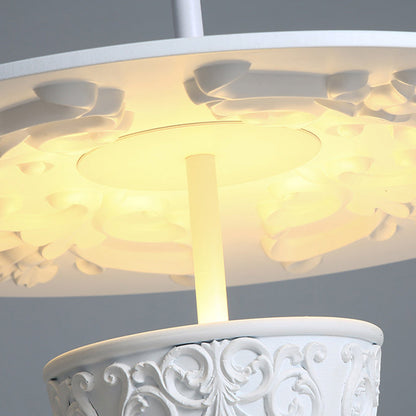 Contemporary Nordic Dome Pattern Resin Lampshade Hardware UFO Shape LED Pendant Light For Dining Room
