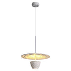 Contemporary Nordic Dome Pattern Resin Lampshade Hardware UFO Shape LED Pendant Light For Dining Room