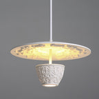 Contemporary Nordic Dome Pattern Resin Lampshade Hardware UFO Shape LED Pendant Light For Dining Room
