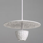 Contemporary Nordic Dome Pattern Resin Lampshade Hardware UFO Shape LED Pendant Light For Dining Room