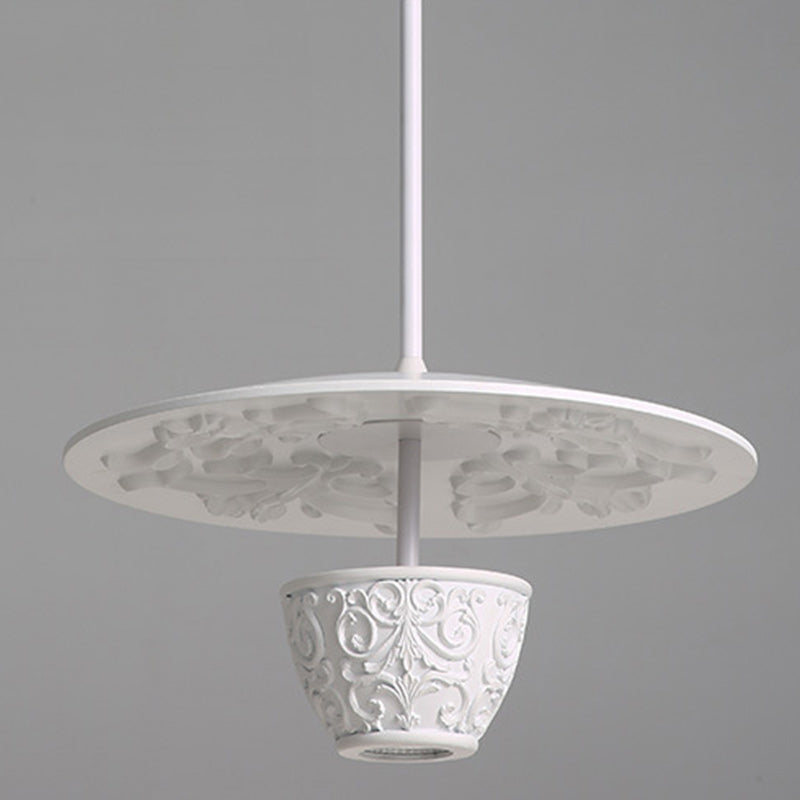 Contemporary Nordic Dome Pattern Resin Lampshade Hardware UFO Shape LED Pendant Light For Dining Room