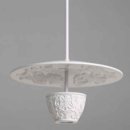 Contemporary Nordic Dome Pattern Resin Lampshade Hardware UFO Shape LED Pendant Light For Dining Room