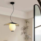 Contemporary Retro Dome Oval Stripe Silk Lampshade Iron 1 - Light Pendant Light For Living Room