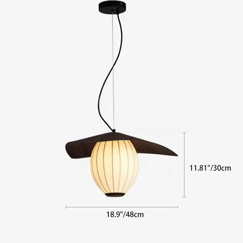 Contemporary Retro Dome Oval Stripe Silk Lampshade Iron 1 - Light Pendant Light For Living Room