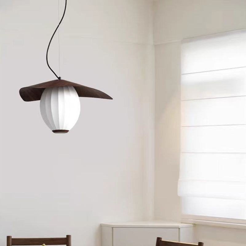 Contemporary Retro Dome Oval Stripe Silk Lampshade Iron 1 - Light Pendant Light For Living Room