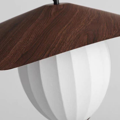 Contemporary Retro Dome Oval Stripe Silk Lampshade Iron 1 - Light Pendant Light For Living Room