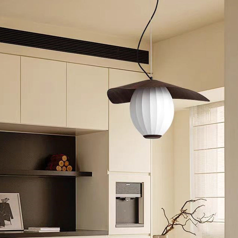 Contemporary Retro Dome Oval Stripe Silk Lampshade Iron 1 - Light Pendant Light For Living Room