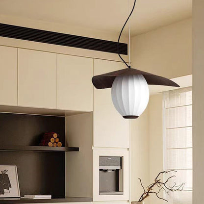 Contemporary Retro Dome Oval Stripe Silk Lampshade Iron 1 - Light Pendant Light For Living Room