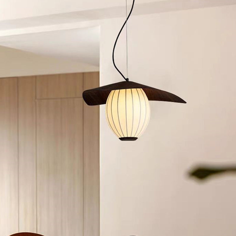Contemporary Retro Dome Oval Stripe Silk Lampshade Iron 1 - Light Pendant Light For Living Room