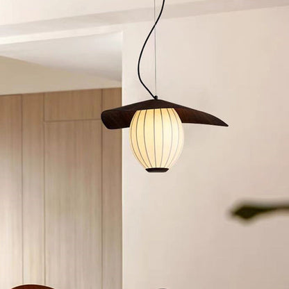 Contemporary Retro Dome Oval Stripe Silk Lampshade Iron 1 - Light Pendant Light For Living Room