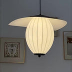 Contemporary Retro Dome Oval Stripe Silk Lampshade Iron 1 - Light Pendant Light For Living Room