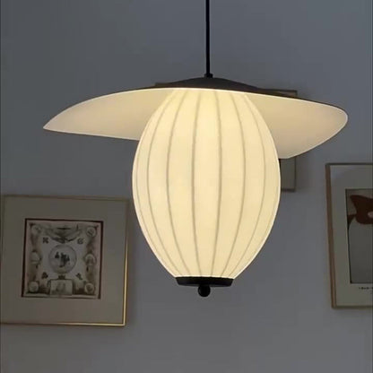 Contemporary Retro Dome Oval Stripe Silk Lampshade Iron 1 - Light Pendant Light For Living Room