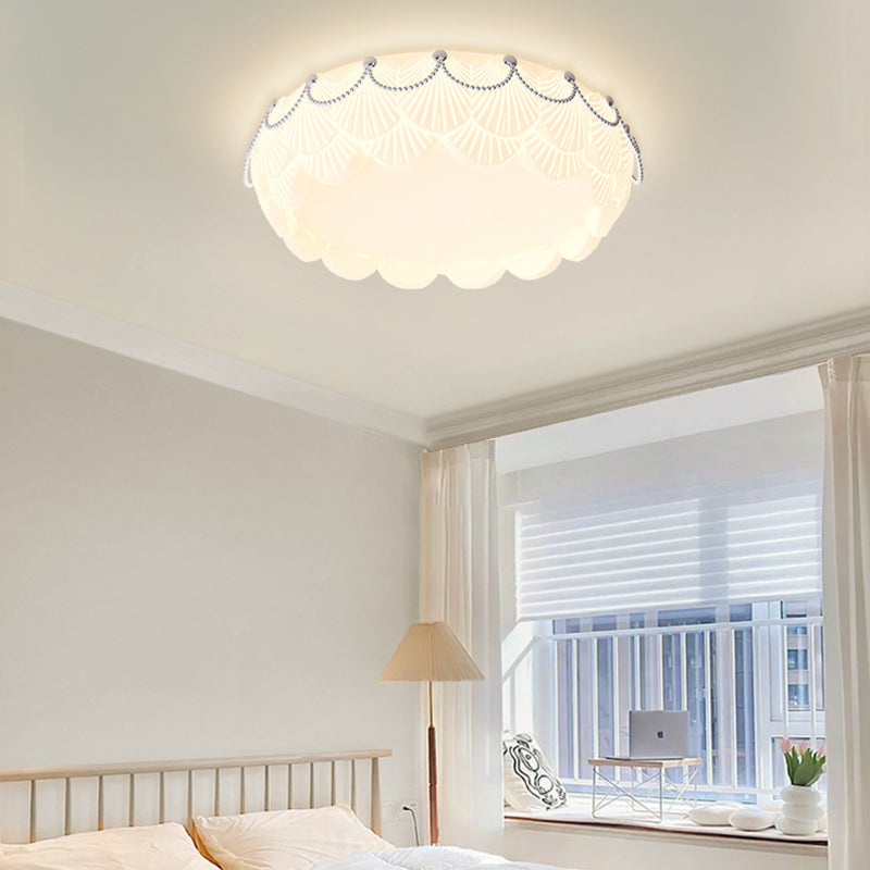 Contemporary Nordic Round Rectangle Cream Rotational Molding Hardware Acrylic LED Flush Mount Ceiling Light For Living Room
