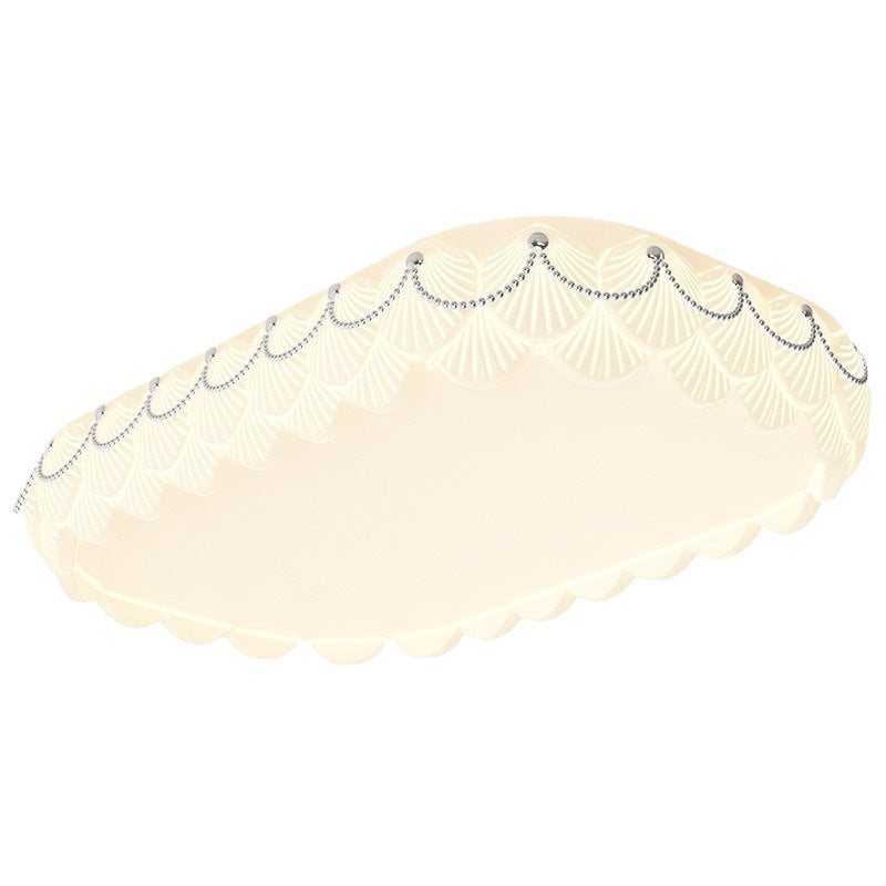 Contemporary Nordic Round Rectangle Cream Rotational Molding Hardware Acrylic LED Flush Mount Ceiling Light For Living Room