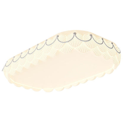 Contemporary Nordic Round Rectangle Cream Rotational Molding Hardware Acrylic LED Flush Mount Ceiling Light For Living Room