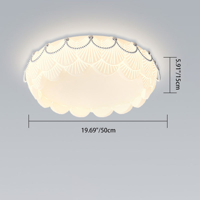 Contemporary Nordic Round Rectangle Cream Rotational Molding Hardware Acrylic LED Flush Mount Ceiling Light For Living Room