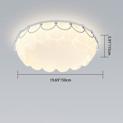 Contemporary Nordic Round Rectangle Cream Rotational Molding Hardware Acrylic LED Flush Mount Ceiling Light For Living Room