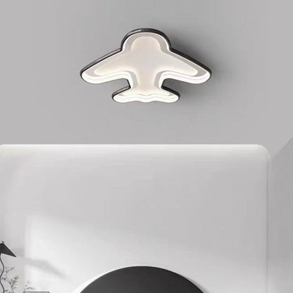 Contemporary Creative PC Aluminum Hardware Airplane LED Flush Mount Ceiling Light For Bedroom